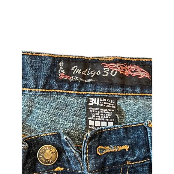 Indigo 30 Straight Fit Blue Jeans 34x34 - Picture 3 of 4